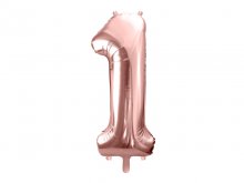 Folinis balionas "1", rožinis auksas (86cm)